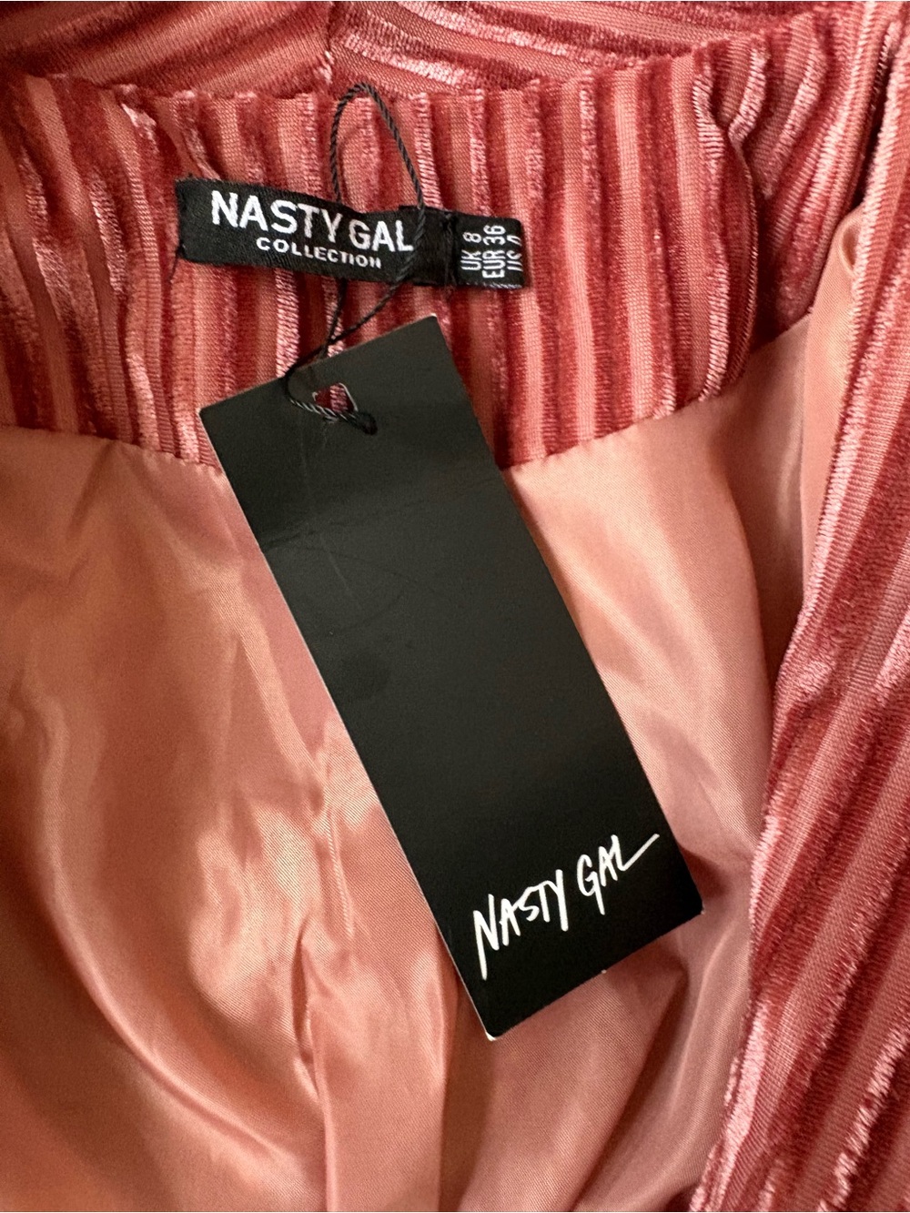 Nasty Gal Collection Pink Crushed Velvet Ribbed Double Breasted Lined Blazer NWT - Picture 8 of 10